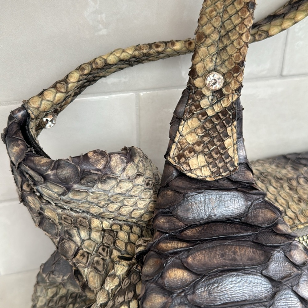 Albert Chloe Authentic Metallic Python Bag - image 3